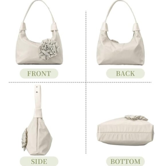 Nylon Shoulder Bag Women Small Purses Hobo Handbag Mini Clutch Purse Apricot - Picture 4 of 6